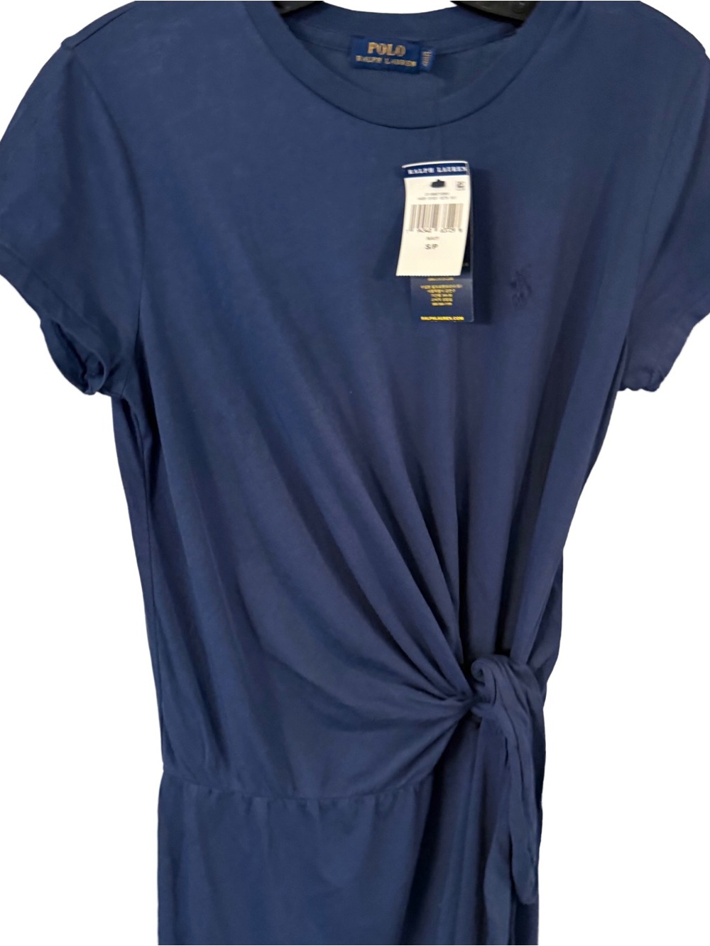 Polo Ralph Lauren Women’s Wrap T-Shirt Dress Navy Blue Tie Waist Sz S/P NWT - Picture 3 of 14